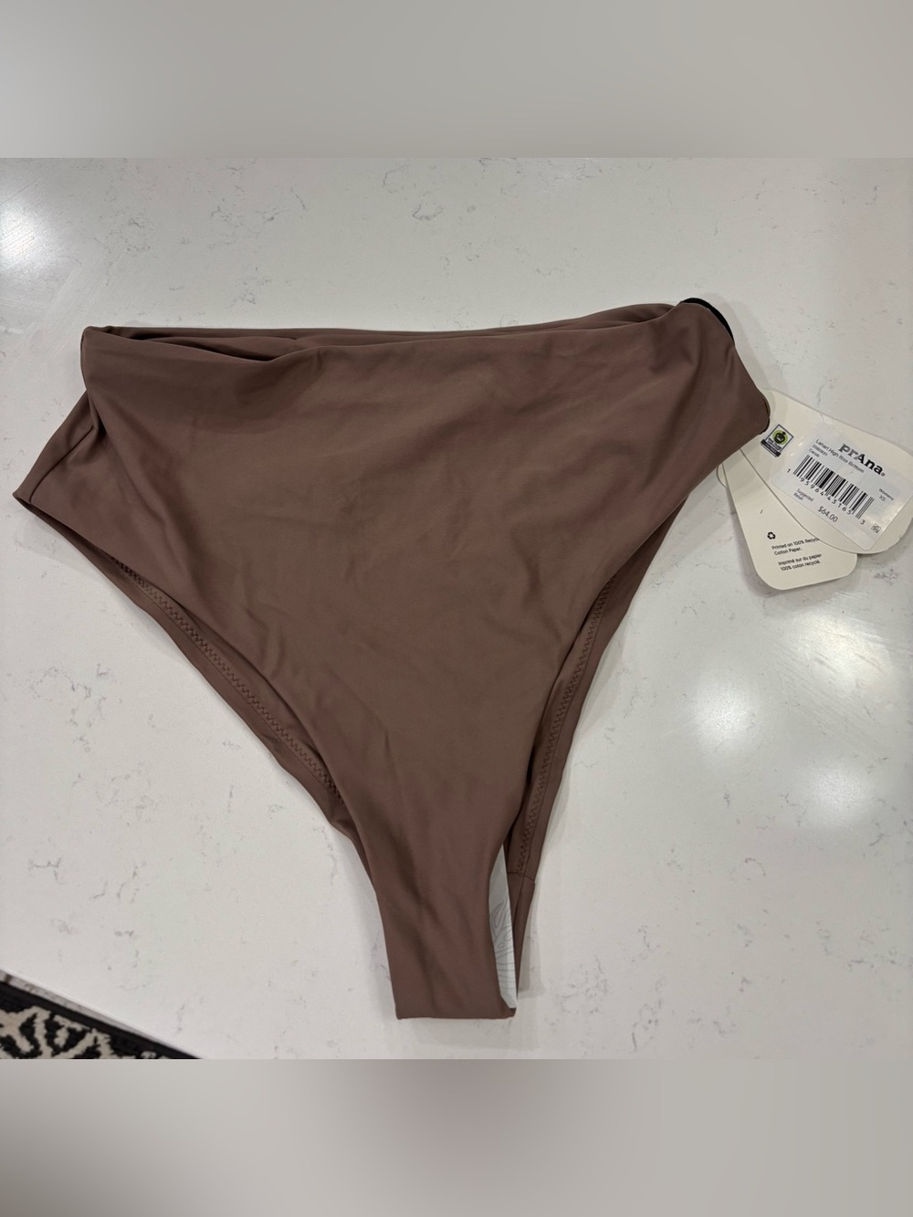 Prana women’s sz XS swimsuit bottoms High-Waist Bikini Bottom brown cocoa NWT